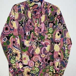 Romans Womens Floral Artsy Long Sleeve Blouse Size 18W
